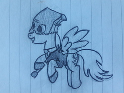 Size: 4128x3096 | Tagged: safe, artist:juani236, derpy hooves, pegasus, pony, g4, suited for success, bags under eyes, clothes, female, grenade, lined paper, payday, payday 2, payday the heist, payday: the heist, solo, suit, traditional art