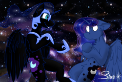 Size: 4000x2690 | Tagged: safe, artist:starrypallet, nightmare moon, princess luna, alicorn, pony, g4, armor, ethereal mane, female, mare