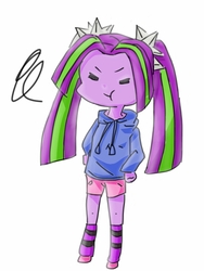 Size: 768x1024 | Tagged: safe, artist:tastyrainbow, aria blaze, equestria girls, g4, my little pony equestria girls: rainbow rocks, angry, ariabetes, clothes, cute, female, hoodie, madorable, pigtails, purple, simple background, solo, twintails, white background