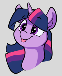 Size: 1218x1499 | Tagged: safe, artist:greyscaleart, twilight sparkle, pony, g4, :p, bust, cute, female, gray background, portrait, silly, simple background, solo, tongue out, twiabetes
