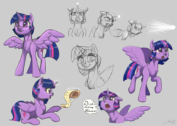 Size: 4500x3200 | Tagged: safe, artist:silverhopexiii, twilight sparkle, alicorn, pony, g4, colored sketch, female, magic, mare, quill, simple background, solo, telekinesis, twilight sparkle (alicorn)
