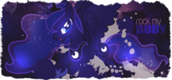 Size: 450x210 | Tagged: safe, artist:sweetleafx, princess luna, alicorn, pony, g4, female, mare, picture for breezies, solo, text