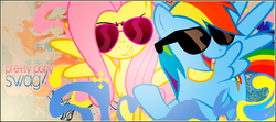 Size: 432x192 | Tagged: safe, artist:sweetleafx, fluttershy, rainbow dash, g4, picture for breezies, show accurate, swag