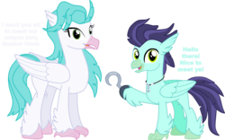 Size: 3731x2325 | Tagged: safe, artist:shadymeadow, oc, oc only, oc:anchor hook, oc:swan beauty, classical hippogriff, hippogriff, female, high res, male, show accurate, simple background, transparent background