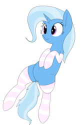 Size: 2274x3500 | Tagged: safe, artist:wafflecakes, trixie, pony, unicorn, g4, belly button, clothes, cute, diatrixes, dock, female, high res, simple background, socks, solo, striped socks, transparent background