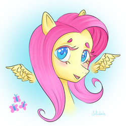 Size: 400x400 | Tagged: safe, artist:artichuka, fluttershy, pegasus, pony, g4, bust, cute, head only, wings