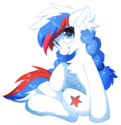 Size: 1263x1300 | Tagged: safe, artist:hioshiru, oc, oc only, oc:marussia, earth pony, pony, 2019 community collab, derpibooru community collaboration, chest fluff, ear fluff, female, fluffy, leg fluff, mare, nation ponies, russia, simple background, sitting, smiling, solo, transparent background