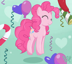 Size: 600x536 | Tagged: safe, artist:prettyfoxxylady, pinkie pie, g4, balloon, confetti