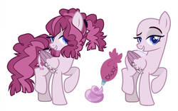 Size: 1280x802 | Tagged: safe, artist:vintage-owll, oc, oc only, pegasus, pony, bald, bedroom eyes, colored wings, female, magical lesbian spawn, mare, multicolored wings, offspring, parent:inky rose, parent:pinkie pie, parents:inkypie, raised eyebrow, raised hoof, simple background, solo, white background