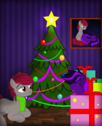 Size: 3500x4300 | Tagged: safe, artist:kiodima, oc, oc:jankie, oc:kioshka, pony, christmas, christmas tree, happy, holiday, kioshkie, tree, vector