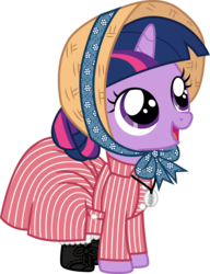 Size: 920x1200 | Tagged: safe, artist:cloudy glow, twilight sparkle, pony, unicorn, g4, american girls, bonnet, clothes, dress, female, filly, filly twilight sparkle, hat, shoes, simple background, solo, transparent background, younger