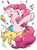 Size: 400x534 | Tagged: safe, artist:yukandasama, pinkie pie, earth pony, pony, g4, cake, confetti, cute, diapinkes, female, food, hat, mare, messy, obtrusive watermark, party cannon, party hat, pocket, pocket pony, solo, tiny, tiny ponies, watermark