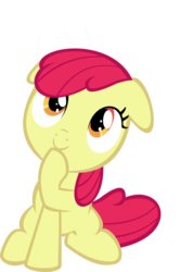 Size: 9162x13698 | Tagged: safe, artist:cyanlightning, edit, editor:slayerbvc, vector edit, apple bloom, pony, g4, on your marks, .svg available, absurd resolution, accessory-less edit, adorabloom, cute, female, floppy ears, head tilt, missing accessory, raised hoof, simple background, sitting, solo, transparent background, vector