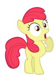 Size: 4110x5530 | Tagged: safe, artist:togekisspika35, edit, editor:slayerbvc, vector edit, apple bloom, earth pony, pony, g4, absurd resolution, accessory-less edit, adorabloom, cute, female, filly, missing accessory, raised hoof, shocked, simple background, solo, transparent background, vector