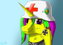 Size: 2338x1700 | Tagged: safe, oc, pony, unicorn, clothes, iron cross, medic, schutzstaffel, sonnenaufgang, ss-scharführer, uniform, world war ii