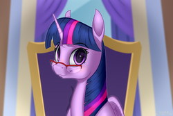 Size: 3000x2000 | Tagged: safe, artist:mercurial64, twilight sparkle, alicorn, pony, g4, female, glasses, heart eyes, high res, looking at you, mare, smiling, solo, twilight sparkle (alicorn), wingding eyes