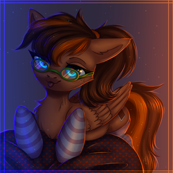 Size: 2000x2000 | Tagged: safe, artist:avrameow, oc, oc only, oc:pumpkin swirl, pegasus, pony, clothes, female, glasses, high res, socks, solo, striped socks, tongue out