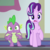 Size: 545x545 | Tagged: safe, screencap, spike, starlight glimmer, dragon, pony, unicorn, a matter of principals, g4, cropped, raised hoof, surprised, winged spike, wings