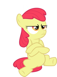 Size: 10000x13471 | Tagged: safe, artist:soren-the-owl, edit, editor:slayerbvc, vector edit, apple bloom, earth pony, pony, apple family reunion, g4, absurd resolution, accessory-less edit, crossed arms, crossed legs, female, filly, grumpy, missing accessory, simple background, sitting, solo, transparent background, vector