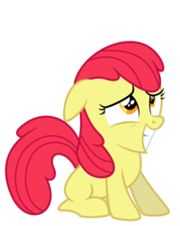 Size: 6000x7504 | Tagged: safe, artist:masem, edit, editor:slayerbvc, vector edit, apple bloom, earth pony, pony, g4, somepony to watch over me, .svg available, absurd resolution, accessory-less edit, awkward smile, female, filly, missing accessory, simple background, sitting, smiling, solo, transparent background, vector