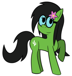 Size: 900x950 | Tagged: safe, artist:b-cacto, oc, oc only, oc:prickly pears, pony, 2019 community collab, derpibooru community collaboration, flower, flower in hair, glasses, looking at you, mole, raised hoof, simple background, solo, transparent background