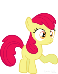 Size: 5999x7621 | Tagged: safe, edit, editor:slayerbvc, vector edit, apple bloom, earth pony, pony, g4, absurd resolution, accessory-less edit, female, filly, missing accessory, raised hoof, reaction image, simple background, solo, transparent background, vector