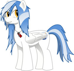 Size: 4096x3953 | Tagged: safe, artist:krie, artist:sky slicer, oc, oc only, oc:sky slicer, pegasus, pony, .svg available, blue mane, female, flash drive, inkscape, looking back, mare, pegasus oc, royal guard, simple background, solo, spikey mane, svg, transparent background, vector, yellow eyes