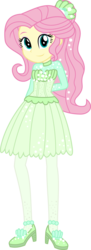 Size: 1702x4666 | Tagged: safe, artist:sketchmcreations, fluttershy, equestria girls, g4, my little pony equestria girls: better together, so much more to me, alternate hairstyle, arm behind back, clothes, commission, dress, female, hand behind back, high heels, shoes, simple background, smiling, solo, transparent background, vector
