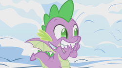 Size: 1280x720 | Tagged: safe, edit, edited screencap, screencap, spike, dragon, g4, winter wrap up, male, solo, winged spike, wings