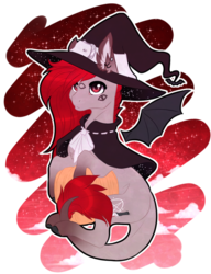 Size: 791x1030 | Tagged: safe, artist:luuny-luna, oc, oc only, bat pony, pony, cloak, clothes, hat, male, solo, stallion, witch hat