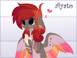 Size: 1023x764 | Tagged: safe, artist:php146, artist:sugaryicecreammlp, oc, oc only, oc:ayato, pegasus, pony, banana, base used, colored wings, food, male, multicolored wings, solo, stallion