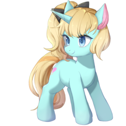 Size: 1400x1400 | Tagged: safe, artist:alleycat, oc, oc only, oc:diamonody, pony, unicorn, 2019 community collab, derpibooru community collaboration, bow, female, hair bow, simple background, solo, transparent background