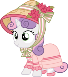 Size: 1064x1200 | Tagged: safe, artist:cloudy glow, sweetie belle, pony, unicorn, g4, american girls, clothes, cute, diasweetes, dress, female, filly, hat, horn, simple background, solo, transparent background