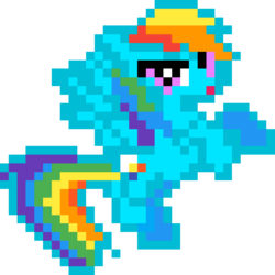 Size: 960x960 | Tagged: safe, artist:joeydr, rainbow dash, pegasus, pony, g4, female, mare, open mouth, pixel art, simple background, solo, transparent background