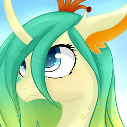 Size: 600x600 | Tagged: safe, artist:dashy21, queen chrysalis, changedling, changeling, changeling queen, g4, a better ending for chrysalis, cute, cutealis, female, mare, purified chrysalis, reformed, solo