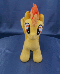 Size: 641x797 | Tagged: safe, artist:adamar44, spitfire, pony, g4, animated, gif, irl, perfect loop, photo, plushie, rotating, stop motion, turnaround