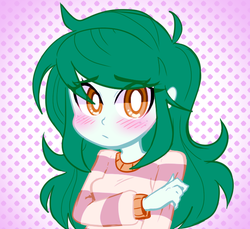 Size: 600x550 | Tagged: safe, artist:thegreatrouge, wallflower blush, equestria girls, equestria girls specials, g4, my little pony equestria girls: better together, my little pony equestria girls: forgotten friendship, blushing, cute, female, flowerbetes, shy, solo, white pupils