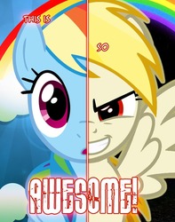 Size: 631x802 | Tagged: safe, rainbow dash, pegasus, pony, two sided posters, g4, awesome, female, rainbow, solo, spread wings, super rainbow dash, super rainbow dash (chaos emeralds), wings