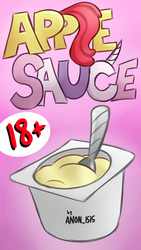 Size: 2160x3840 | Tagged: safe, artist:anon_1515, apple bloom, sweetie belle, comic:applesauce, g4, applesauce, comic, high res, simple background, spoon, text, title, title card