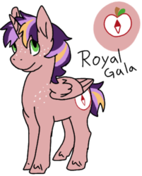 Size: 720x895 | Tagged: safe, artist:tinyclydesdale, oc, oc only, oc:royal gala, alicorn, pony, alicorn oc, freckles, offspring, parent:big macintosh, parent:twilight sparkle, parents:twimac, simple background, solo, white background