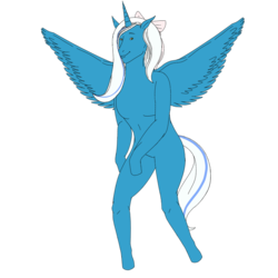 Size: 894x894 | Tagged: dead source, safe, artist:mashedpotatoesisgod, oc, oc only, oc:fleurbelle, alicorn, anthro, simple background, solo, spread wings, white background, wings