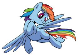 Size: 1080x780 | Tagged: safe, artist:pencils, edit, idw, rainbow dash, pegasus, pony, g4, spoiler:comic, spoiler:comic73, background removed, cropped, female, flying, mare, simple background, solo, transparent background, underhoof