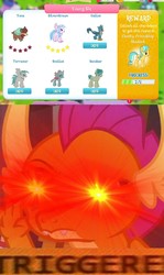 Size: 747x1255 | Tagged: safe, edit, gameloft, screencap, gallus, ocellus, sandbar, silverstream, smolder, terramar, yona, pony, g4, game, meme, student six, teenager, triggered, you had one job