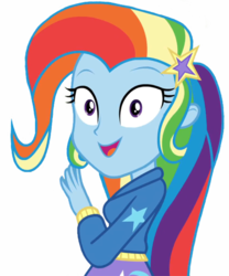 Size: 1536x1846 | Tagged: safe, edit, edited screencap, editor:lonely fanboy48, screencap, trixie, best trends forever, best trends forever: rainbow dash, equestria girls, g4, my little pony equestria girls: choose your own ending, alternate hairstyle, background removed, barrette, clothes, cute, diatrixes, female, hair dye, happy, implied rainbow dash, multicolored hair, open mouth, rainbow hair, simple background, solo, transparent background