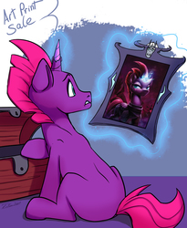 Size: 1200x1463 | Tagged: safe, artist:tsitra360, fizzlepop berrytwist, tempest shadow, pony, unicorn, g4, blank flank, chest, female, horn, magic, magic aura, picture frame, prosthetic horn, prosthetics, solo, tempest gets her horn back