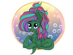 Size: 1600x1200 | Tagged: safe, artist:silversthreads, oc, oc only, oc:seajade, original species, bubble, closed species, female, mare, oceanpony, simple background, solo, transparent background