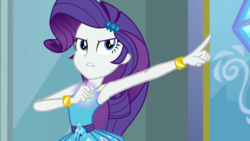 Size: 1280x720 | Tagged: safe, screencap, rarity, equestria girls, g4, my little pony equestria girls: better together, super squad goals, ambitious, cropped, determined, fabulous, female, pointing, pose