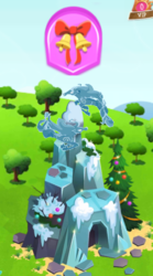 Size: 320x577 | Tagged: safe, gameloft, pony, windigo, g4, my little pony: magic princess, game screencap, limited-time story, mountain, snow, the anonymous campsite