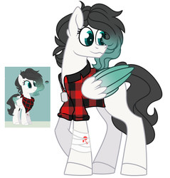 Size: 1117x1167 | Tagged: safe, artist:missbramblemele, oc, oc only, oc:marielle, pegasus, pony, female, mare, plaid shirt, solo, two toned wings, unmoving plaid