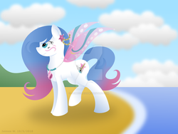 Size: 1024x768 | Tagged: safe, artist:lavenderrain24, oc, oc only, oc:ocean splash, pony, deviantart watermark, obtrusive watermark, solo, watermark